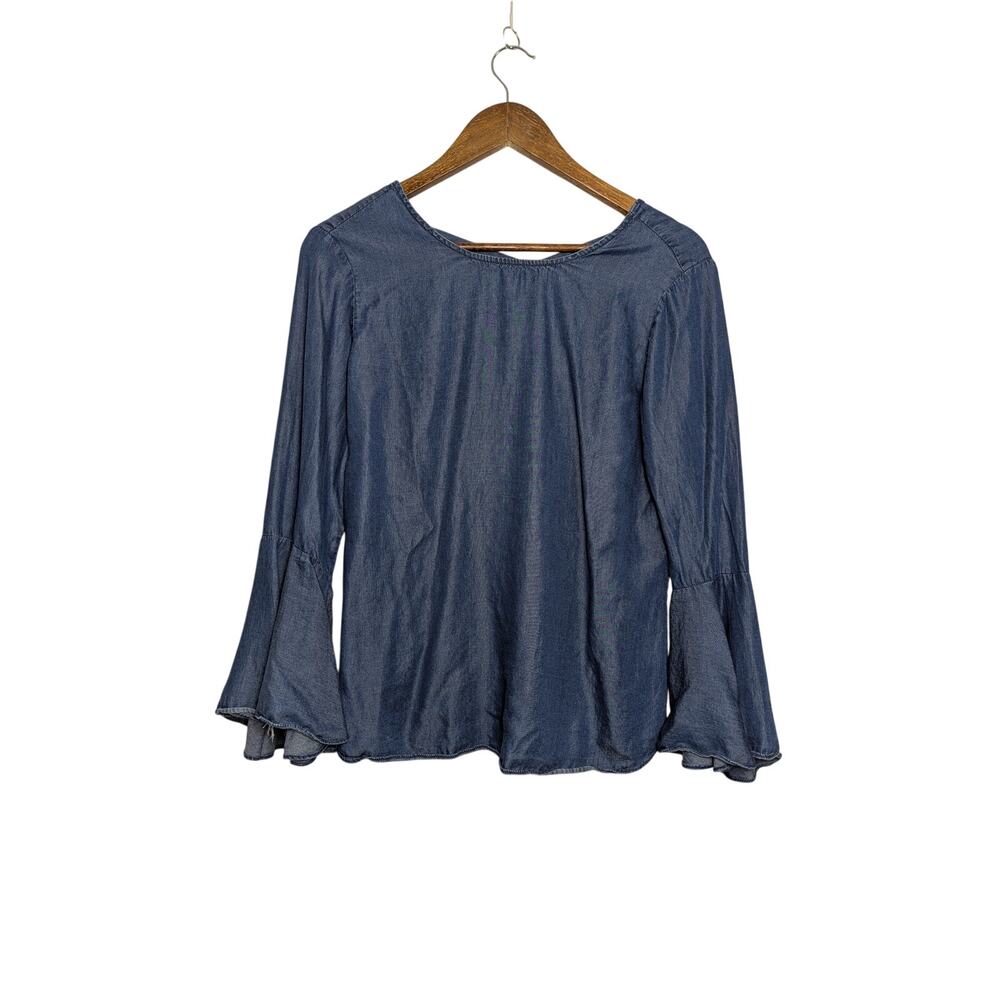 Women's Halston Jean Look Like Blue Blouse Size XS